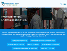 Tablet Screenshot of northernlakescollege.ca